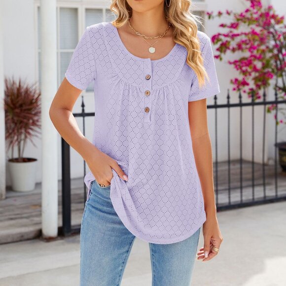 Tops - Women's Casual Short-Sleeve T-Shirt